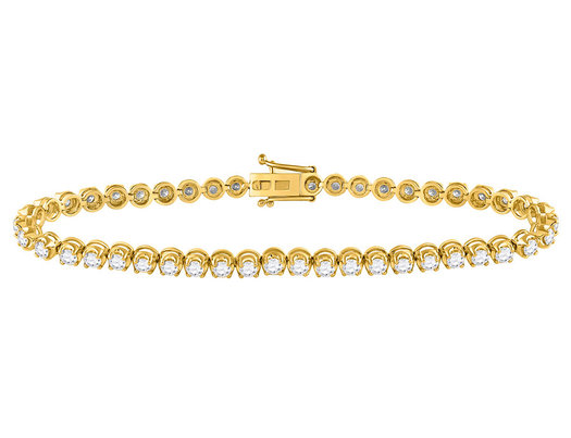 14K Yellow Gold Tennis Bracelet with Diamonds 4.00 Carats (ctw H-I,  I2-I3) 