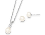 Freshwater Cultured Pearl Earrings and Pendant Necklace Set in Sterling Silver