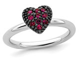 2/5 Carat (ctw) Lab Created Ruby Cluster Heart Promise Ring in Sterling Silver