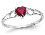 1/2 Carat (ctw Ruby Heart Promise Ring in 14K White Gold