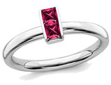 1/3 Carat (ctw) Princess Cut Lab Created Ruby Ring in Sterling Silver