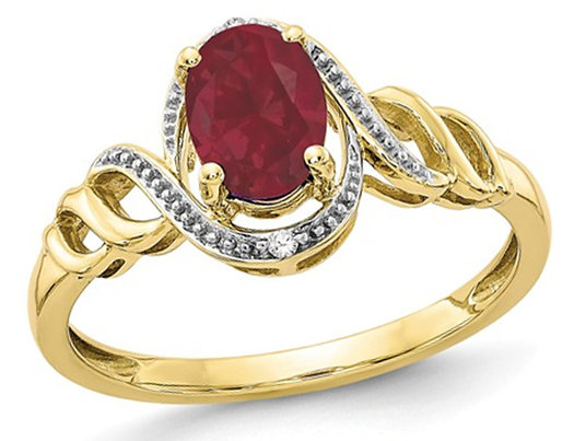 1.05 Carat (ctw) Natural Ruby Ring in 10K Yellow Gold