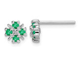 1/4 Carat (ctw) Natural Green Emerald Post Earrings in Sterling Silver