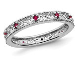 1/5 Carat (ctw) Lab Created Ruby Band Stackable Ring in Sterling Silver