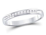 1/10 Carat (ctw H-I, I1-I2) Channel Set Diamond Wedding Band Ring in 14K White Gold