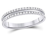 Double Row Diamond Wedding Band Ring 1/4 Carat (ctw G-H, SI3-I1) in 14K White Gold