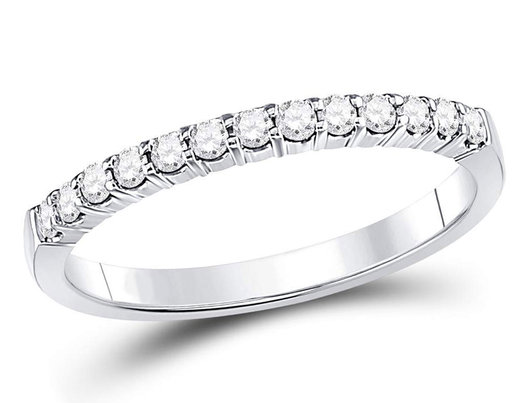 1/4 Carat (ctw G-H, I1-I2) Pave Set Diamond Wedding Band Ring in 14K White Gold