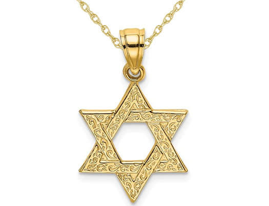 14K Yellow Gold Small Star of David Pendant Necklace with Chain