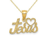 14K Yellow Gold Love Jesus Pendant Necklace Charm with Chain