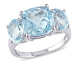 8.35 Carat (ctw) Blue Topaz Three Stone Ring in Sterling Silver