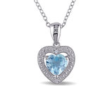 1.00 Carat (ctw) Light Blue Topaz Heart Pendant Necklace in Sterling Silver With Chain