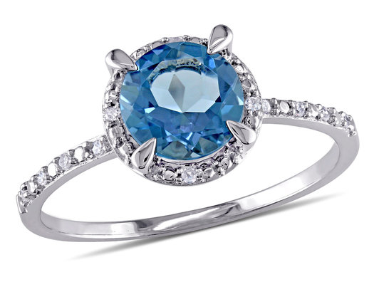 1.60 Carat (ctw) London Blue Topaz Solitaire Ring in 10K White Gold