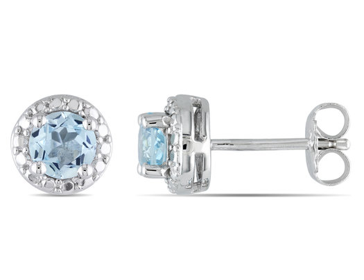 1.05 Carat (ctw) Blue Topaz Solitaire Earrings in Sterling Silver