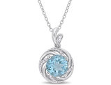 2.30 Carat (ctw) Blue Topaz & Created White Topaz Pendant Necklace in Sterling Silver With Chain