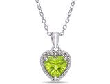 1.30 Carat (ctw) Peridot Heart Pendant Necklace in Sterling Silver with Chain