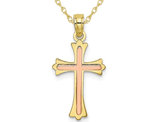 10K Yellow Gold Cross Pendant Necklace with Chain 