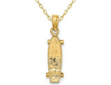 14K Yellow Gold 3-D Skate Board Charm Pendant Necklace with Chain