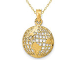 14K Yellow Gold Polished Globe Pendant Necklace Charm with Chain