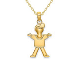 14K Yellow Gold Polished Young Boy Charm Pendant Necklace with Chain