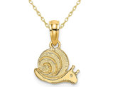14K Yellow Gold Polished Mini Snail Charm Pendant Necklace with Chain