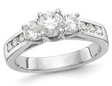 1.50 Carat (ctw Color SI1-SI2, G-H-I) Lab Grown Diamond Three Stone Engagement Ring in 14K White Gold