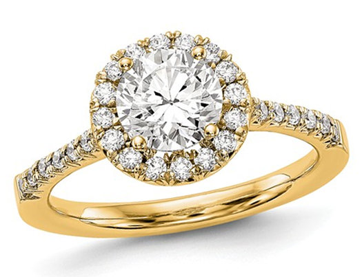 3/4 Carat (ctw G-H-I, SI1-SI2) Lab Grown Diamond Engagement Halo Ring in 14K Yellow Gold