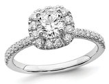 1.00 Carat (ctw G-H-I, SI1-SI2) Lab Grown Diamond Engagement Halo Ring in 14K White Gold