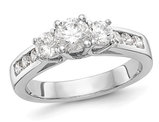 1.00 Carat (ctw G-H-I, SI1-SI2) Lab Grown Diamond Three Stone Engagement Ring in 14K White Gold