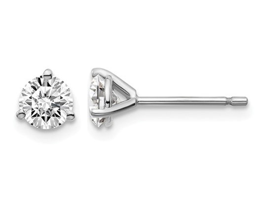 3/4 Carat (ctw VS2-SI1, D-E-F) Lab-Grown Diamond Solitaire Stud Earrings in 14K White Gold 3-Prong
