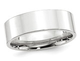 Mens 14K White Gold 7mm Flat Comfort Fit Wedding Band Ring