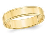 Men's 10K Yellow Gold 5mm Flat Wedding Band Ring with Step Edge
