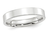 Mens 10K White Gold 4mm Flat Comfort Fit Wedding Band Ring