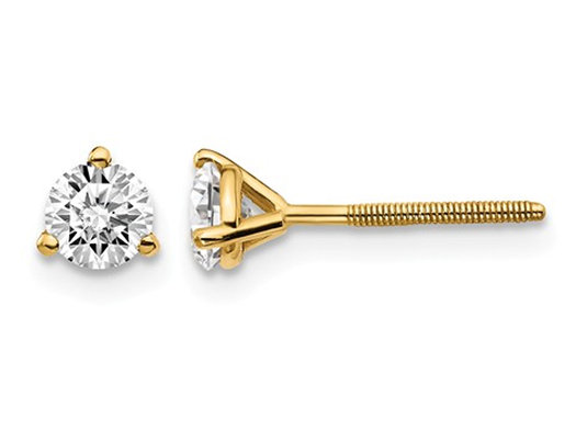 1/2 Carat (ctw VS2-SI1, D-E-F) Lab Grown Diamond Solitaire Stud Earrings in 14K Yellow Gold with Screwbacks