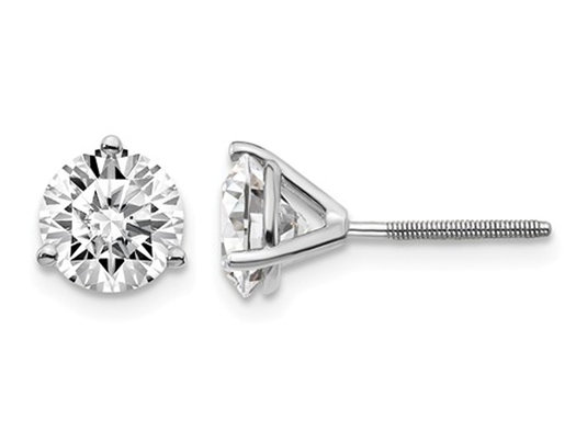 2.00 Carat (ctw SI1-SI2, G-H-I) Lab-Grown Diamond Solitaire Stud Earrings in 14K White Gold with Screwbacks