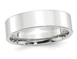 Mens 14K White Gold 6mm Flat Comfort Fit Wedding Band Ring