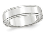 Ladies or Men's 14K White Gold 6mm Flat Wedding Band Ring with Step Edge