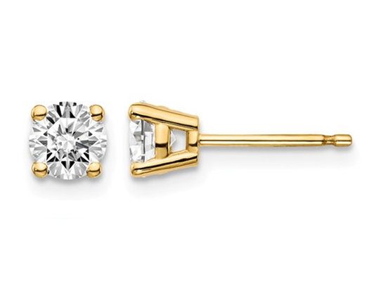 3/4 Carat (ctw VS2-SI1, D-E-F) Lab Grown Diamond Solitaire Stud Earrings in 14K Yellow Gold