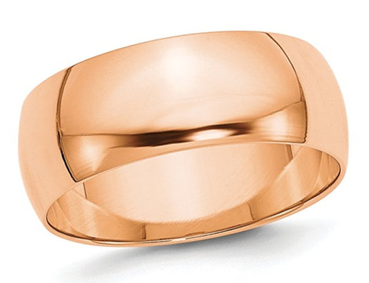 Ladies or Men's 14K Rose Pink Gold 8mm Wedding Band Ring