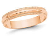 Ladies 10K Rose Pink Gold 4mm Milgrain Wedding Band Ring