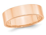 Ladies or Men's 10K Rose PInk Gold 6mm Flat Wedding Band Ring