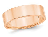 Men's 10K Rose PInk Gold 6mm Flat Wedding Band Ring