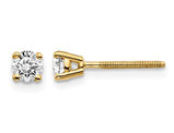 1/3 Carat (ctw VS2-SI1, D-E-F) Lab Grown Diamond Solitaire Stud Earrings in 14K Yellow Gold with Screwbacks