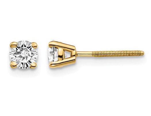 1/2 Carat (ctw VS2-SI1, D-E-F) Lab Grown Diamond Solitaire Stud Earrings in 14K Yellow Gold with Screwbacks