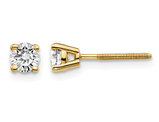 1/2 Carat (ctw VS2-SI1, D-E-F) Lab Grown Diamond Solitaire Stud Earrings in 14K Yellow Gold with Screwbacks