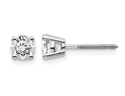 2/3 Carat (ctw VS2-SI1, D-E-F) Lab Grown Diamond Solitaire Stud Earrings in 14K White Gold with Screwbacks
