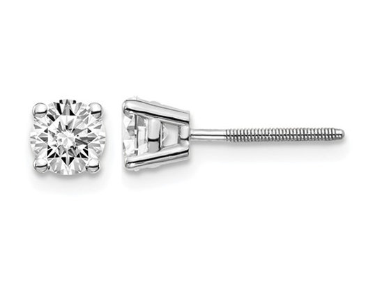 3/4 Carat (ctw VS2-SI1, D-E-F) Lab Grown Diamond Solitaire Stud Earrings in 14K White Gold with Screwbacks