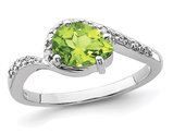 1.00 Carat (ctw) Pear Shaped Peridot Ring in Sterling Silver