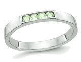 Natural Green Peridot 1/7 Carat (ctw) Band Ring in 14K White Gold