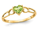 Natural Peridot 2/5 Carat (ctw) Heart Promise Ring in 14K Yellow Gold