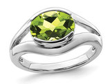 2.60 Carat (ctw) Oval-Cut Peridot Ring in Sterling Silver